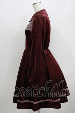画像2: axes femme POETIQUE / レースデザインベロアワンピース M ワイン H-25-08-19-031-AX-OP-NS-ZH