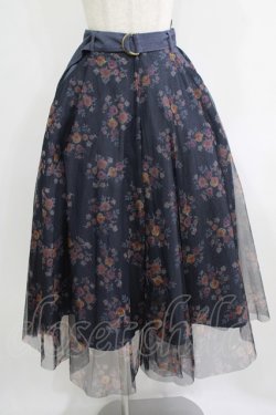 画像1: axes femme / 花柄チュールロングスカート M ネイビー H-25-08-19-033-AX-SK-NS-ZH