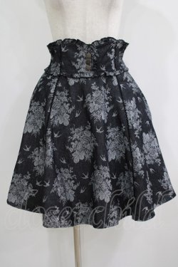 画像1: axes femme / 燕×薔薇柄デニムスカート M ブラック H-25-08-19-035-AX-SK-NS-ZH