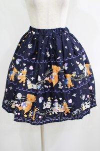 Physical Drop / ハンドメイドギャザースカート（くまのハッピーマーチ裾柄） Free ネイビー H-25-08-19-036-LO-SK-NS-ZH