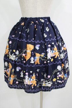 画像3: Physical Drop / ハンドメイドギャザースカート（くまのハッピーマーチ裾柄） Free ネイビー H-25-08-19-036-LO-SK-NS-ZH