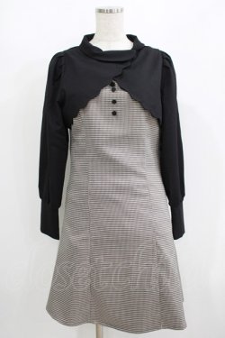 画像1: Fi.n.t / スカラップ使いレイヤードチェックワンピース Free BLACK×GY H-25-08-19-038-CA-OP-NS-ZH