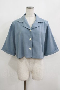 画像1: Fi.n.t / スカラップ開衿クロップドシャツ Free BLUE H-25-08-19-046-CA-BL-NS-ZH