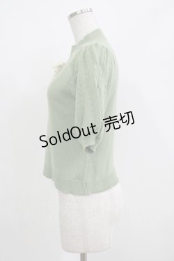 画像2: Fi.n.t / はしごリボン5分袖ニットプルオーバー Free L/GR×WH H-25-08-19-048-CA-TO-NS-ZH