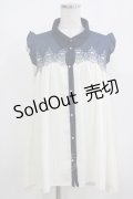 axes femme / ヨーク刺繍ノースリチュニック M オフ/ネイビー H-25-08-19-054-AX-BL-NS-ZH