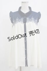 axes femme / ヨーク刺繍ノースリチュニック M オフ/ネイビー H-25-08-19-054-AX-BL-NS-ZH