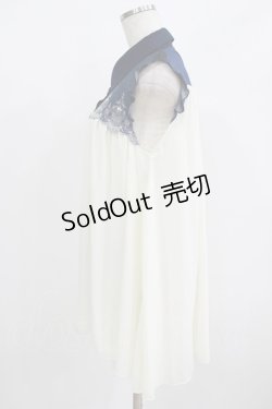 画像2: axes femme / ヨーク刺繍ノースリチュニック M オフ/ネイビー H-25-08-19-054-AX-BL-NS-ZH