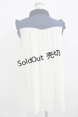 画像3: axes femme / ヨーク刺繍ノースリチュニック M オフ/ネイビー H-25-08-19-054-AX-BL-NS-ZH