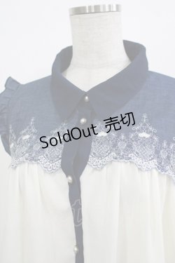 画像4: axes femme / ヨーク刺繍ノースリチュニック M オフ/ネイビー H-25-08-19-054-AX-BL-NS-ZH