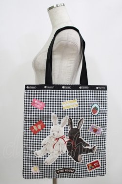 画像1: PINK HOUSE / LeSportsac × PINK HOUSE PH Gingham Check Rabbits LARGE EMERALD TOTE  ブラック H-25-08-19-062-LO-BG-NS-ZH