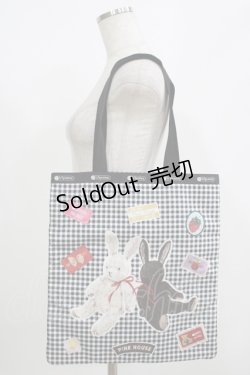 画像1: PINK HOUSE / LeSportsac × PINK HOUSE PH Gingham Check Rabbits LARGE EMERALD TOTE  ブラック H-25-08-19-062-LO-BG-NS-ZH