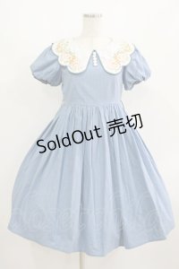 Nya Nya（海外ロリータブランド） / Utopian Apple Paradise刺繍カラーワンピース S ブルー H-25-08-19-007-LO-OP-NS-ZH