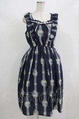axes femme / 花柄ワンピース M ネイビー H-25-08-19-011-AX-OP-NS-ZH