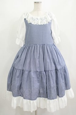 画像1: marcHenTica / チェックティアードワンピース Free ブルー H-25-08-19-016-LO-OP-NS-ZH