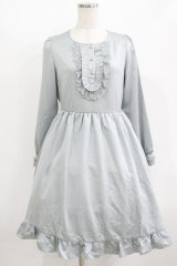 axes femme / プリーツフリルデザインワンピース M ブルー H-25-08-19-025-AX-OP-NS-ZH