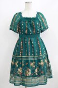 axes femme / 花柄シャーリングワンピース M グリーン H-25-08-19-026-AX-OP-NS-ZH
