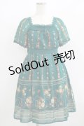 axes femme / 花柄シャーリングワンピース M グリーン H-25-08-19-026-AX-OP-NS-ZH