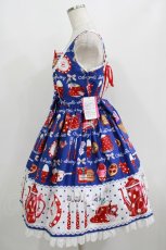 画像2: Angelic Pretty / French Cafe 切替ジャンパースカートSet Free ブルー H-25-08-20-003-AP-OP-NS-ZH (2)