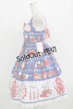 画像2: Angelic Pretty / French Cafe 切替ジャンパースカートSet Free ブルー H-25-08-20-003-AP-OP-NS-ZH