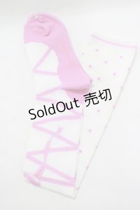 Angelic Pretty / トゥシューズ風オーバーニー  オフ/ダークピンク H-25-08-20-028-AP-ZA-NS-ZH