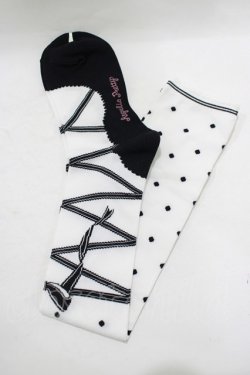 画像1: Angelic Pretty / トゥシューズ風オーバーニー  オフ/ブラック H-25-08-20-031-AP-ZA-NS-ZH