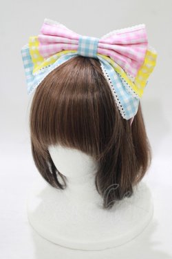 画像1: Angelic Pretty / ギンガム配色リボンカチューシャ  ピンク/イエロー/サックス H-25-08-20-047-AP-AC-NS-ZH
