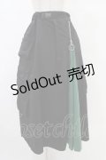 Drug Honey / 配色ZIPラインロングスカート  黒×緑 H-25-08-20-1033-PU-SK-KB-ZH