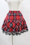 NieR Clothing / 裾レースチェックスカート  赤 H-25-08-20-1035-PU-SK-KB-ZH