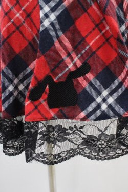 画像3: NieR Clothing / 裾レースチェックスカート  赤 H-25-08-20-1035-PU-SK-KB-ZH