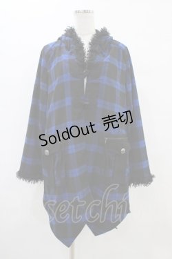 画像1: ALGONQUINS / ライナー付チェックコート  黒×青 H-25-08-20-1046-AL-CO-KB-ZH