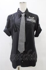 ALGONQUINS / 切替半袖シャツ  黒 H-25-08-20-1051-AL-BL-KB-ZH