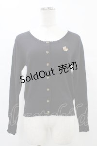 Leur Getter / 王冠刺繍入りニットカーディガン  ブラック H-25-08-20-1052-LU-TO-KB-ZH