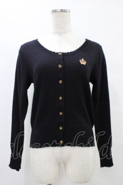 画像1: Leur Getter / 王冠刺繍入りニットカーディガン  ブラック H-25-08-20-1052-LU-TO-KB-ZH