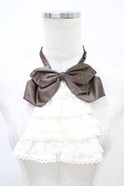 画像1: PUTUMAYO / ジャボ付リボン  茶×オフ H-25-08-20-1010-PT-ZA-KB-ZH