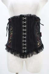 Ozz oneste / ジャガード切替チャイナボタンコルセット  黒 H-25-08-20-1011-OO-ZA-KB-ZH