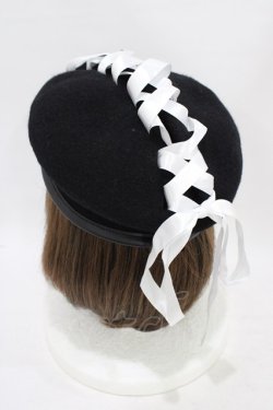 画像2: HELL CAT PUNKS / レースアップベレー帽  黒×白 H-25-08-20-1003-PU-AC-KB-ZH