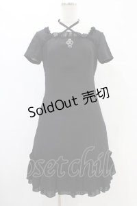 Emily Temple cute / 香水瓶刺繍ワンピース  ブラック H-25-08-20-1024-ET-OP-KB-ZH