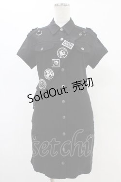 画像1: KILL STAR / ワッペン半袖ワンピース S ブラック H-25-08-20-1026-SL-OP-KB-ZH