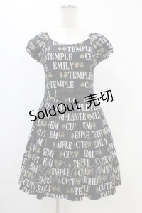 Emily Temple cute / ロゴ＆トランプウエストリボンカットソーワンピース  黒 H-25-08-20-1027-ET-OP-KB-ZH