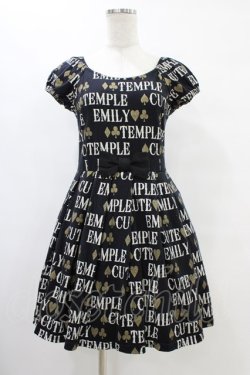 画像1: Emily Temple cute / ロゴ＆トランプウエストリボンカットソーワンピース  黒 H-25-08-20-1027-ET-OP-KB-ZH