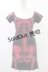 KREEP SVILLE666 / ボーンプリントワンピース M ブラック H-25-08-20-1028-PU-OP-KB-ZH