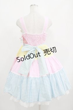 画像3: Angelic Pretty / ギンガム配色肩リボンジャンパースカート Free ピンク/イエロー/サックス H-25-08-20-075-AP-OP-NS-ZH