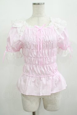 画像1: Angelic Pretty / シャーリングオフショルダーブラウス Free ダークピンク H-25-08-20-078-AP-BL-NS-ZH