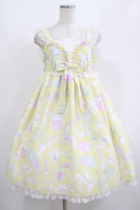 Angelic Pretty / Fluffy Puff BunnyジャンパースカートSet Free イエロー H-25-08-20-007-AP-OP-NS-ZH