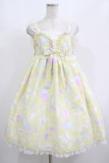画像1: Angelic Pretty / Fluffy Puff BunnyジャンパースカートSet Free イエロー H-25-08-20-007-AP-OP-NS-ZH (1)