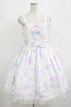 画像1: Angelic Pretty / Fluffy Puff Bunnyジャンパースカート Free オフ H-25-08-20-008-AP-OP-NS-ZH