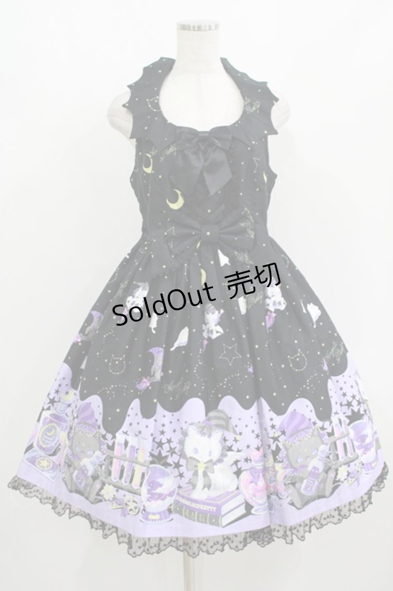 画像1: Angelic Pretty / Magical Milk Catsジャンパースカート Free ブラック H-25-08-20-002-AP-OP-NS-ZH (1)