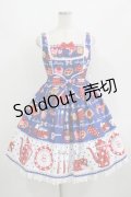 Angelic Pretty / French Cafe 切替ジャンパースカートSet Free ブルー H-25-08-20-003-AP-OP-NS-ZH