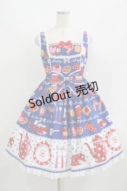 画像1: Angelic Pretty / French Cafe 切替ジャンパースカートSet Free ブルー H-25-08-20-003-AP-OP-NS-ZH