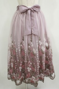 画像1: axes femme / グラデチュール刺繍スカート M 淡ピンク H-25-08-21-036-AX-SK-NS-ZH